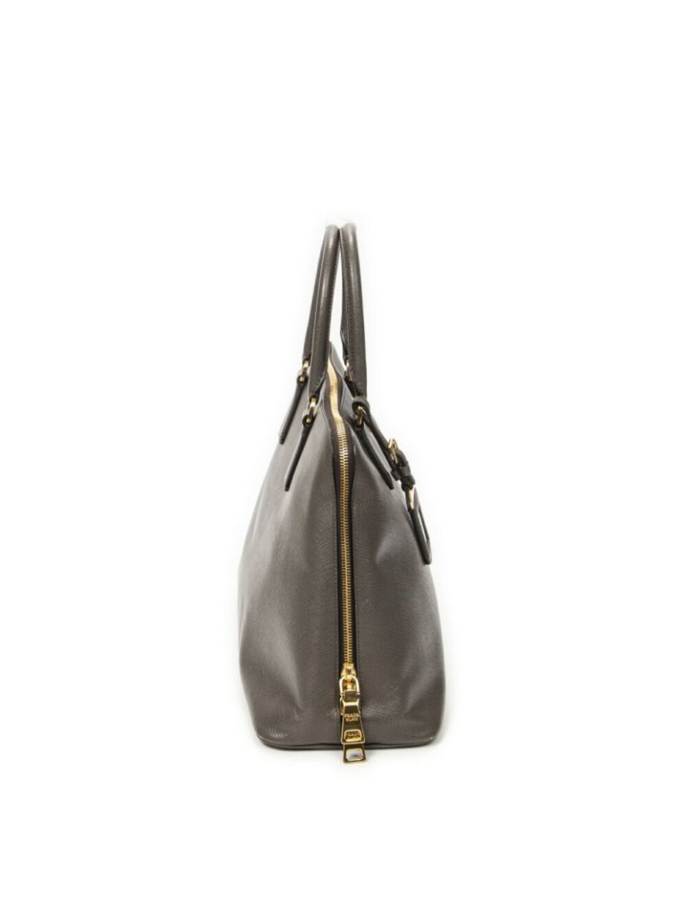 Prada Large Zip Promenade Gray Saffiano Leather Messenger - Picture 4 of 10